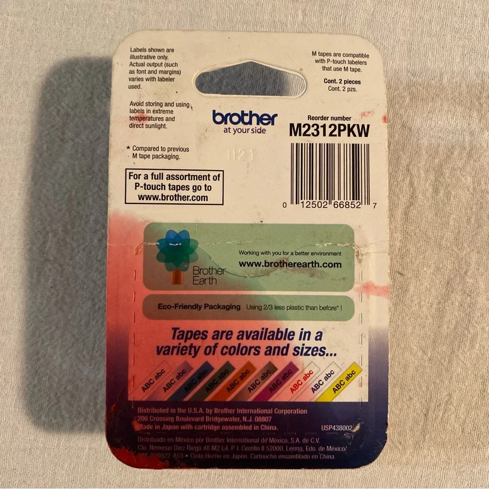 Brother M-2312PK Black Print on White Label Tape 2 Tape Value Pack
